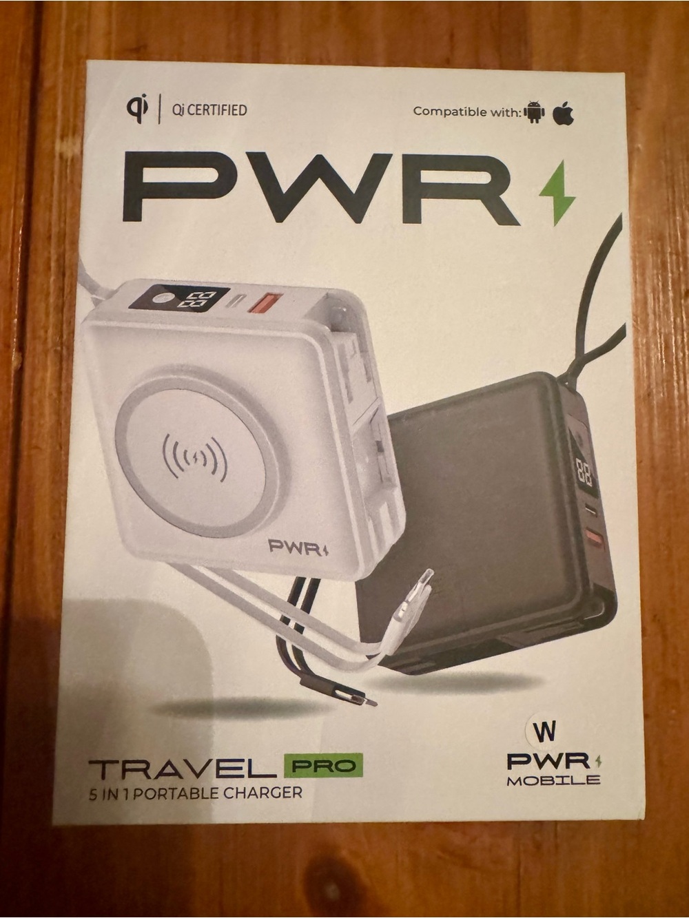 Portable White Travel Charger with Wireless Pad and Plug Adapters